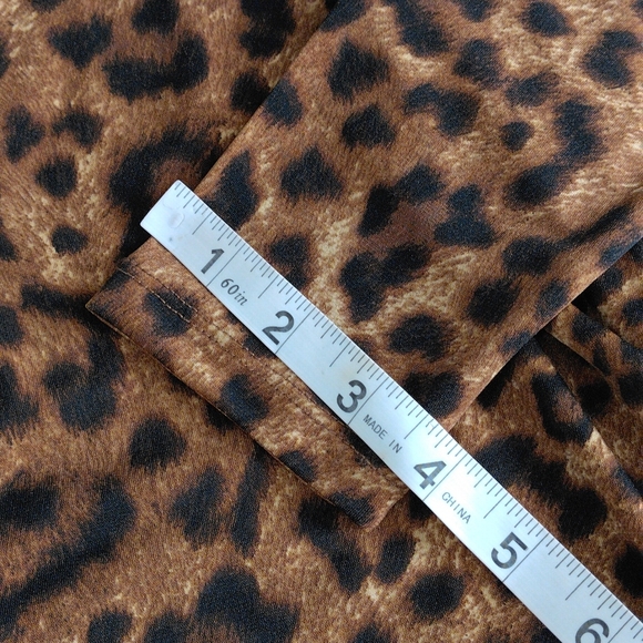 NWT Michael Michael Kors P/L Dark Camel Animal Print Ruched Long Sleeve Dress - Picture 6 of 13